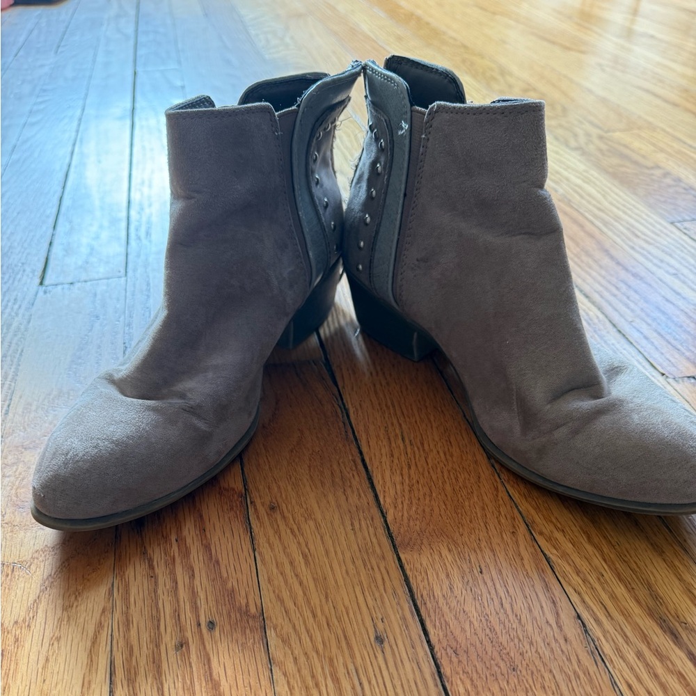 Candie's Gray Ankle Booties with Studded Detail